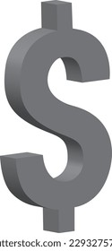 set of Platinum dollar sign 3d render on white
