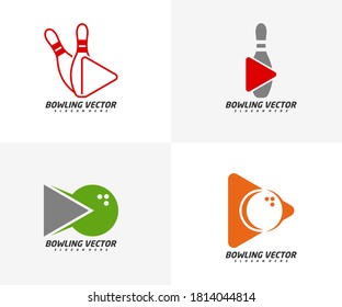 Set of Play Bowling logo template design vector, Illustration, Creative symbol, Icon