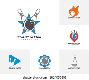 Set of Play Bowling logo template design vector, Illustration, Creative symbol, Icon