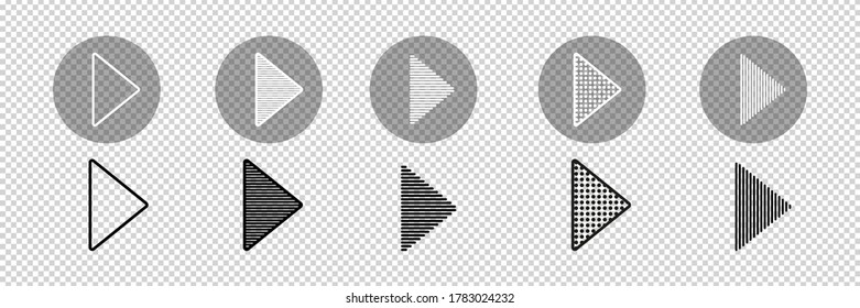 set of play button with different styles. Vector graphic design isolated