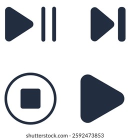 set of play button icon illustrations