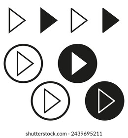 Set of play button icons. Media player interface symbols. Video and audio play options. Vector illustration. EPS 10.