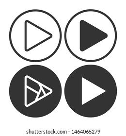 Set play button icons. Music and video forward click shape symbol. Push arrow start player media. EPS 10 Vector illustration