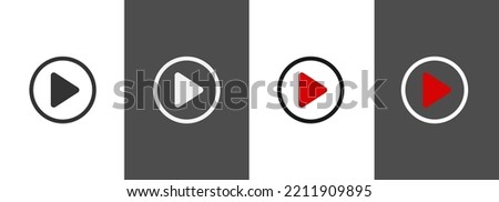  set of play button icons. Video or audio playback button. flat style