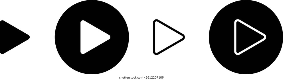 set of play button and outline play button symbol vector illustration.