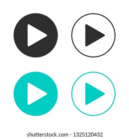 Set of play buttons icon. Black and blue media player button. Template design for web or mobile app, logo, UI. Vector illustration