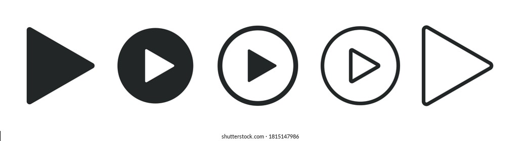 Set of play buttons icons. Play button. Video audio player. Vector illustration.