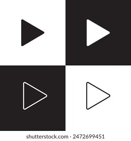 Set of play buttons icons. Play button. Video audio player. Vector illustration. isolated black and white background. EPS 10