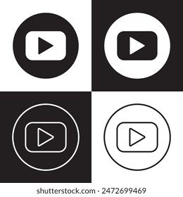 Set of play buttons icons. Play button. Video audio player. Vector illustration. isolated black and white background. EPS 10