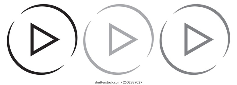 Set of play buttons icons. Play button. Video audio player. Vector illustration. Play buttons. Vector icons isolated on background white. Play button icon set.