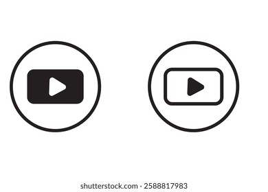 Set of play buttons icons. Play button. Video audio player. Vector illustration. Play buttons. Vector icons isolated on background white. Play button icon set.