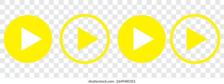 Set of play buttons icons. Play button. Video audio player. Vector illustration. Play buttons. Vector icons isolated on background white. Play button icon set.