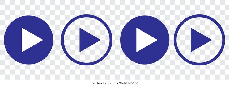 Set of play buttons icons. Play button. Video audio player. Vector illustration. Play buttons. Vector icons isolated on background white. Play button icon set.