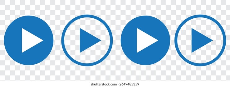 Set of play buttons icons. Play button. Video audio player. Vector illustration. Play buttons. Vector icons isolated on background white. Play button icon set.
