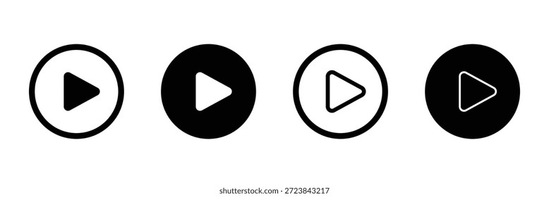 Conjunto de iconos de Botones de juego. Juega al Botón. Video Botón del reproductor de audio. Ilustración vectorial Video. música. signo de inicio. elemento. Conjunto de gráficos de iconos de juego. estilo de línea de trazo de moda. conjunto de iconos de pictogramas de Botón de juego