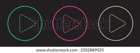 Set of play buttons icons. Play button. Video audio player. Vector illustration. Play buttons. Vector icons isolated on background white. Play button icon set.