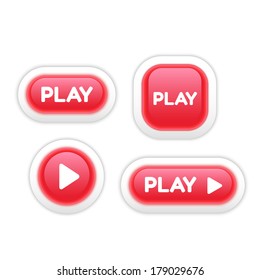 Set of play buttons isolated on white background
