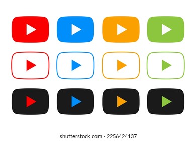 Set of play buttons for video and music Icons for app, web or program