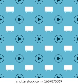 Set Play in circle and Smart Tv on seamless pattern. Vector