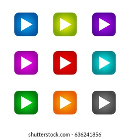 Set play icon button. Colorful. Vector illustration. Can used for app, ui, website icon and more.