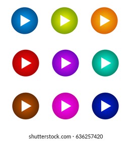 Set play icon. Colorful. Vector illustration. can used for app, ui, website and more.