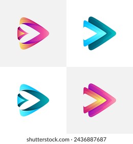 Set play logo with colorful design, audio logos, 3d colorful style