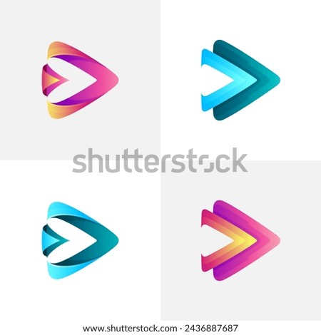 Set play logo with colorful design, audio logos, 3d colorful style