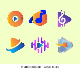 set play logo design template. music play logo vector