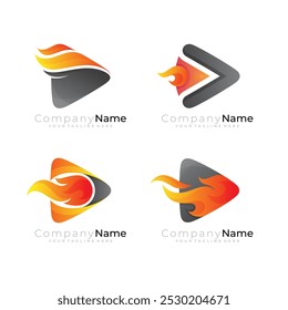 Logotipo del juego con la combinación del diseño del fuego, color rojo