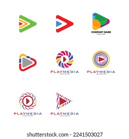 Set of Play Media Icon Vector Logo Template Illustration Design