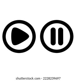 Set of play and pause icon with circle on white background. Perfect for music templates, movies, and live applications.