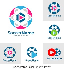 Set of Play Soccer logo template, Football logo design vector