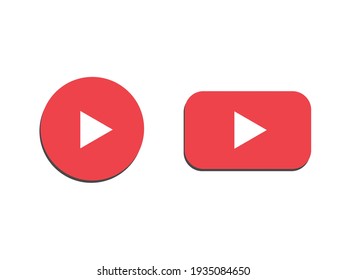 Set of Play Video Icon. Player Red Button. Vector Illustration Image.