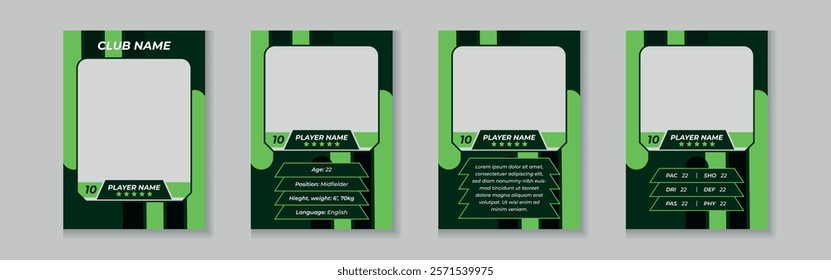 Set of player trading card template, Photo frame and border collection for soccer, hockey, volleyball, and basketball players, Sport flyer layout design, Template eps 10.