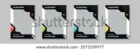 Set of player trading card template, Photo frame and border collection for soccer, hockey, volleyball, and basketball players, Sport flyer layout design, Template eps 10.