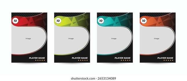 Set of player trading card templates, Photo frame, and border collection for soccer, hockey, volleyball, and basketball players. Sport flyer layout design template