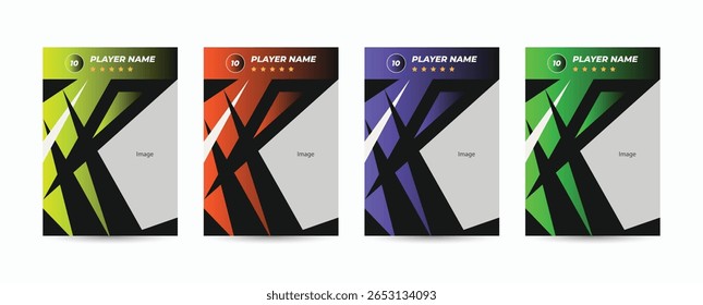 Set of player trading card templates, Photo frame, and border collection for soccer, hockey, volleyball, and basketball players. Sport flyer layout design template