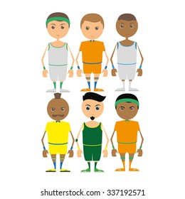 Set of players with different sport uniforms on a white background