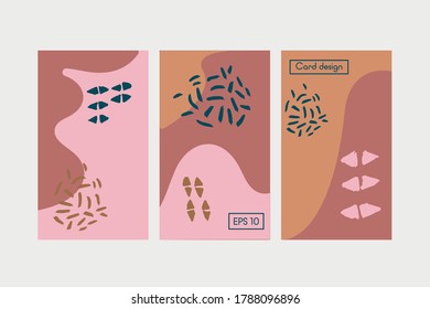 Set of playful card vector design template with abstract element. Illustration with soft colors