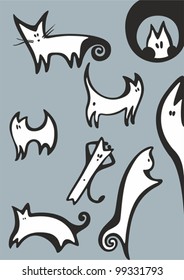 A set of playful cats