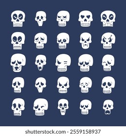 set of playful skull illustration