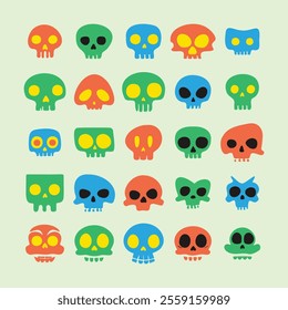 set of playful skull illustration