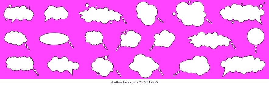 Set playful Speech Bubble vector element. Blank Chat Talk clouds collection. Perfect comic social media message Frame. EPS 10	