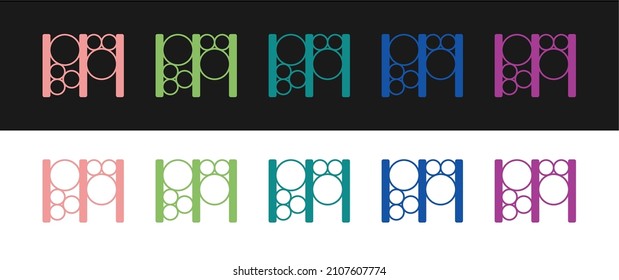 Set Playground climbing equipment icon isolated on black and white background. Kid playground climb.  Vector