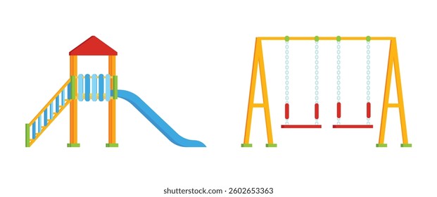 Set playground equipment icon collection