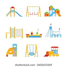 Set playground equipment icon collection
