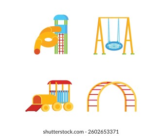 Set playground equipment icon collection