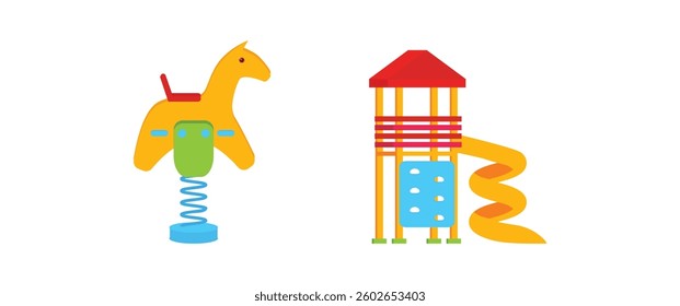 Set playground equipment icon collection