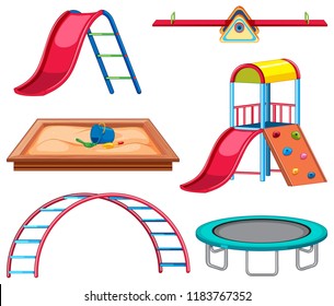 Set of playground equipment illustration