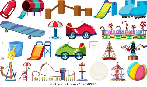 Set of playground equipment illustration
